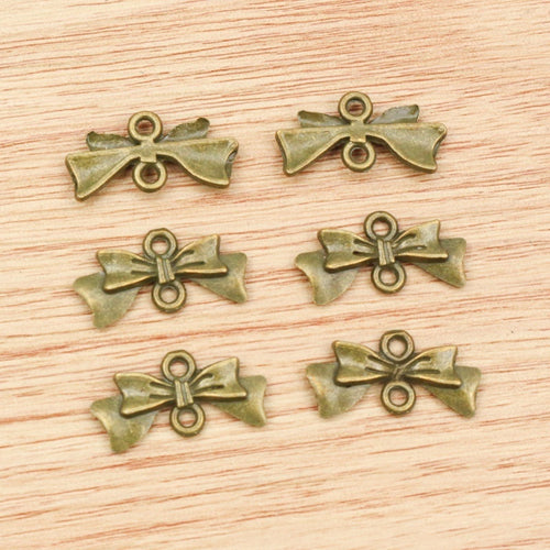 Alloy Bow Pendant Charm For DIY Necklace Bracelet Jewelry Accessories 20x10mm 0.8g