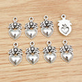 18x11mm Alloy Heart Flower Pendant DIY Jewelry Charm For Necklace Bracelet Accessories 1g view 2