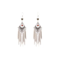 Vintage Ethnic Bohemian Alloy Diamond Leaf Long Chain Tassel Drop Dangle Statement Earrings view 5