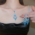 Copper Zircon Round Butterfly Tassel Jewelry Set French Elegant Collarbone Necklace view 1