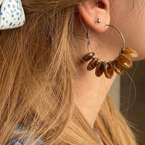 European American Resin Geometric Letter Hoop Earrings Retro Minimalist Fashion Jewelry