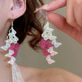 Blue White Hollow Butterfly Tassel Drop Earrings Korean Vacation Style Metal Geometric Jewelry view 4