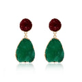 Gold Tone Two-Tone Crystal Cluster Teardrop Drop Earrings in Two Colors view 5
