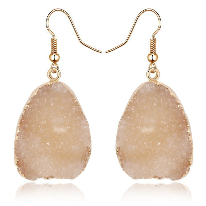 Gold Tone Teardrop Crystal Cluster Drop Earrings in Seven Colors