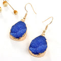 Gold Tone Teardrop Crystal Cluster Drop Earrings in Seven Colors view 7
