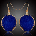 Gold Tone Round Crystal Cluster Drop Earrings in Thirteen Colors view 5