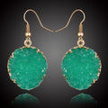 Gold Tone Round Crystal Cluster Drop Earrings in Thirteen Colors view 7