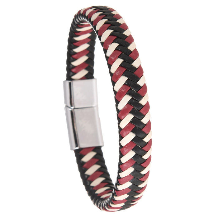 European American Simple Retro Braided Leather Bracelet With Magnetic Clasp Fashion Jewelry