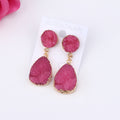 Gold Tone Double Crystal Cluster Teardrop Drop Earrings in Two Colors view 3