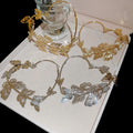 Alloy Rhinestone Butterfly Heart Hoop Earrings With Letter Charm European Style Light Luxury Jewelry view 2