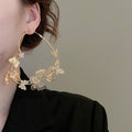 Alloy Rhinestone Butterfly Heart Hoop Earrings With Letter Charm European Style Light Luxury Jewelry view 3