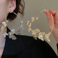 Alloy Rhinestone Butterfly Heart Hoop Earrings With Letter Charm European Style Light Luxury Jewelry view 1