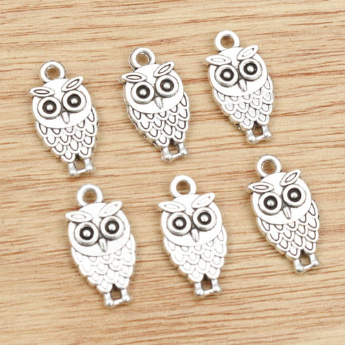 Alloy Owl Mini Pendant Charms For DIY Necklace Bracelet Jewelry Accessories 19x10mm 1.2g
