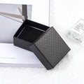 Compact Black Square Jewelry Box With Subtle Woven Texture view 1