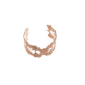 European Style Textured Metal Ginkgo Leaf Open Bracelet Ring Jewelry Set For Women view 5