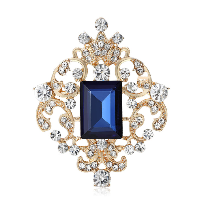 Alloy Glass Court Style Brooch Pin For Vintage Fashion Accessories