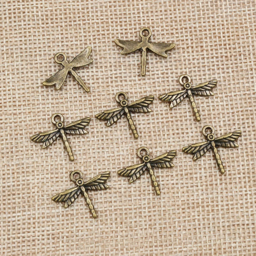 Alloy Dragonfly Pendant Charms For DIY Necklace Bracelet Jewelry Making Accessories 19x16mm