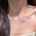 Starry Sparkle Copper Zircon Teardrop Tassel Sweater Necklace For Women view 3