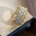 Two Tone Hollow Metal Zircon Ring For Women Light Luxury Banquet Dress Jewelry view 2