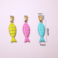 Gold Tone Enamel Stainless Steel Striped Small Fish Pendant For DIY Necklace Bracelet 7x28mm view 2