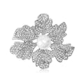 Alloy Pearl Leaf Flower Brooch Pin For Women'S Clothing Gifts view 2