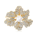 Alloy Pearl Leaf Flower Brooch Pin For Women'S Clothing Gifts view 1