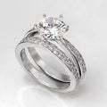 Elegant Women's Geometric Couple Ring Set For Wedding Engagement Light Luxury Jewelry view 2