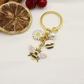 Metal Pearl Daisy Honeybee Keychain For Bag Charm view 3