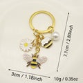 Metal Pearl Daisy Honeybee Keychain For Bag Charm view 2