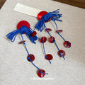 Round Shell Tassel Drop Earrings With Silver Needle Wax Cord Geometric Vacation Style view 4