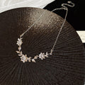 European Style Alloy Flower And Leaf Pendant Necklace, Elegant Light Luxury Collarbone Chain view 4