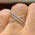 French Commuter Crisscross Line Ring For Women With Sparkling Zircon Daily Fashion Jewelry view 2