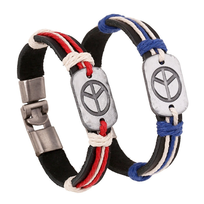 Korean Japanese Fashion Braided Genuine Leather Unisex Couple Bracelet Wristband