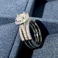 Square Geometric Ring Three Piece Set For Women, Light Luxury Wedding Jewelry Accessories view 3