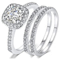 Square Geometric Ring Three Piece Set For Women, Light Luxury Wedding Jewelry Accessories view 1