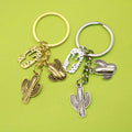 Antique Silver Cactus Keychain Hollow Backpack Charm Gift view 1