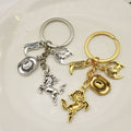 Antique Silver Western Cowboy Hat Boot Keychain Backpack Charm view 3