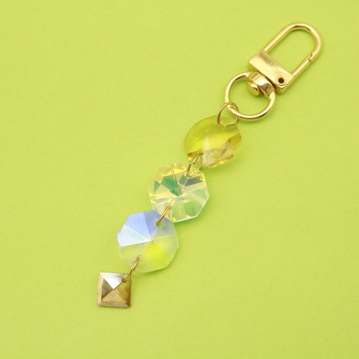 Metal Pearl Gemstone Geometric Chain Keychain Earbud Case Bag Charm