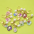 Zinc Alloy Enamel Flower Garden Keychain Vintage Bag Charm view 1