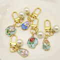 Zinc Alloy Enamel Flower Garden Keychain Vintage Bag Charm view 3