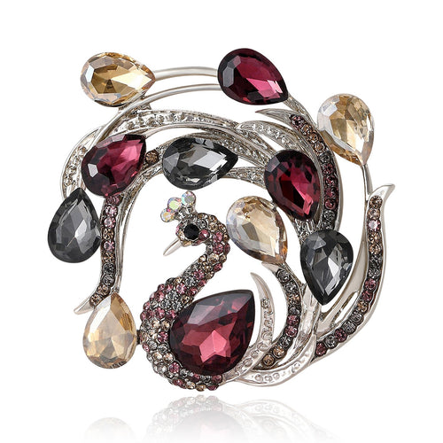 Alloy Rhinestone Peacock Brooch Luxury Women Blazer Lapel Pin