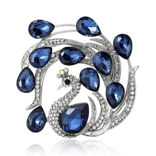 Alloy Rhinestone Peacock Brooch Luxury Women Blazer Lapel Pin
