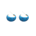 Alloy Silver Needle Spotted Enamel C Shape Stud Earrings, Geometric Minimalist Spring Jewelry view 5