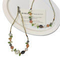 Colorful Glass Flower Beaded Necklace Summer Fresh Forest Style Sweet Floral Clavicle Jewelry view 5