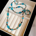 New Chinese Vintage Glazed Glass Oval Beaded Necklace Minimalist Geometric Collarbone Jewelry view 4