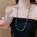 New Chinese Vintage Glazed Glass Oval Beaded Necklace Minimalist Geometric Collarbone Jewelry view 3
