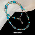 New Chinese Vintage Glazed Glass Oval Beaded Necklace Minimalist Geometric Collarbone Jewelry view 2