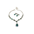 Luxury Alloy Rhinestone Teardrop Pendant Necklace And Earrings Jewelry Set For Women view 5