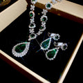 Luxury Alloy Rhinestone Teardrop Pendant Necklace And Earrings Jewelry Set For Women view 2
