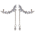 Light Luxury Alloy Teardrop Tassel Clip-on Earrings with Rhinestone Ear Cuff Design view 5